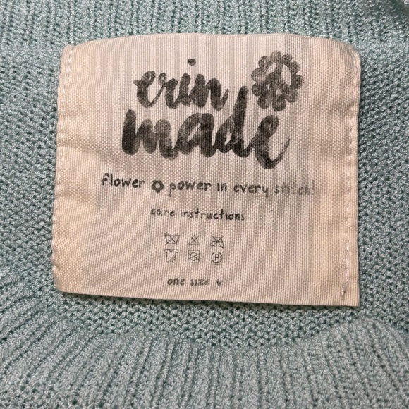 Erin Made Women’s Petal Flower Oversized Pullover Sweater One Size Mint Green - Picture 4 of 10